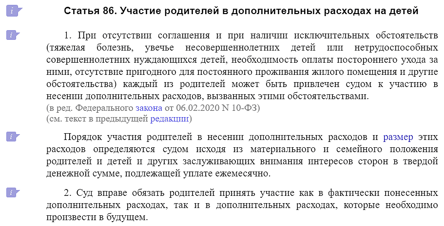 Статья 86 СК РФ